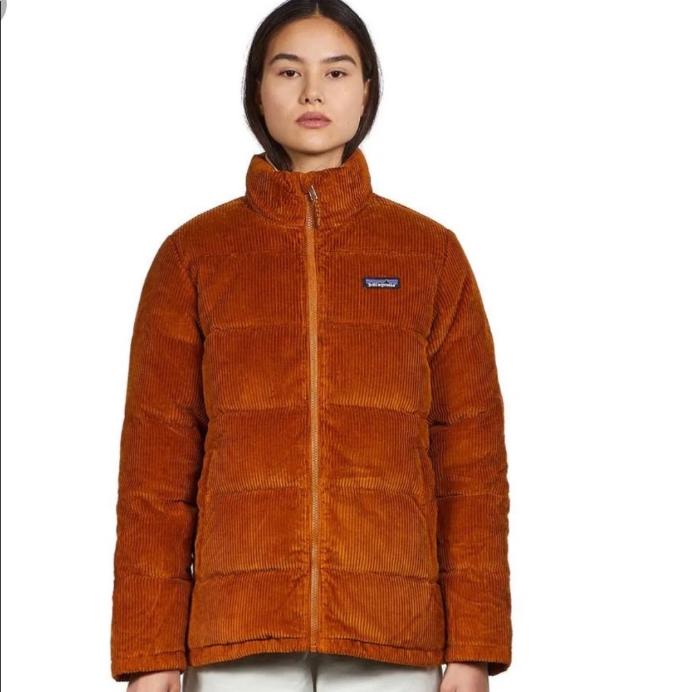 Patagonia “fjord” corduroy down coat women’s size xs in “rust” orange